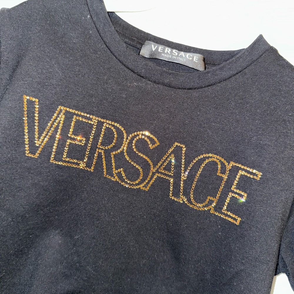 Versace Kids Black and Gold Logo T-Shirt